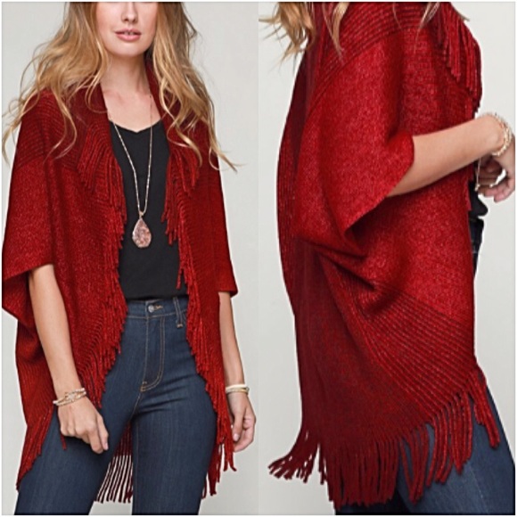 Sweaters - Boho Chic Knit Cardi Sweater Shrug Fringe O/S